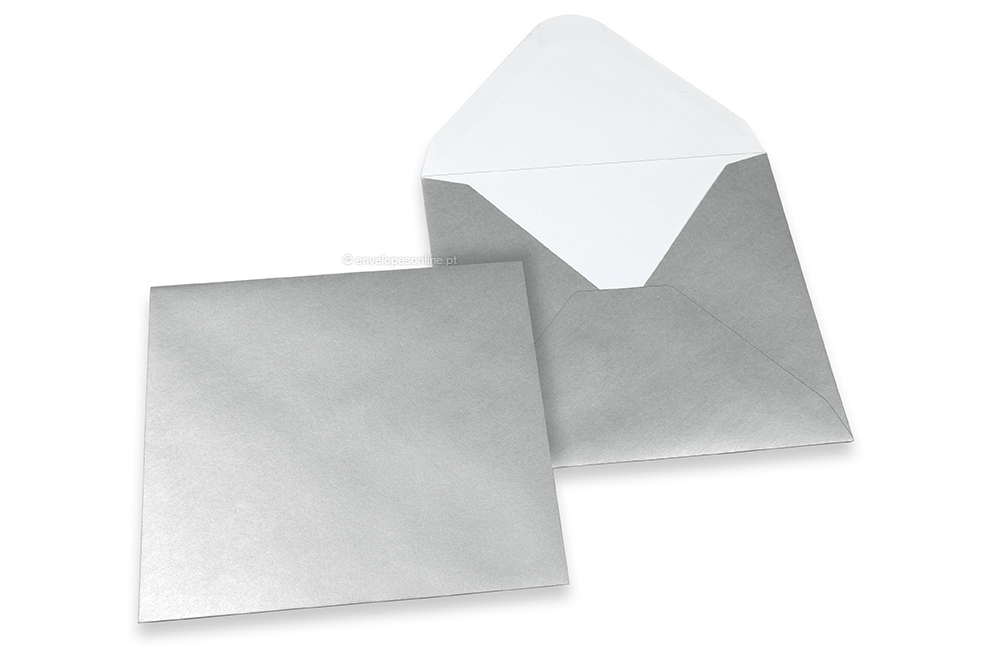Envelopes de cartões de felicitações coloridos - Prateado, 155 x 155 mm