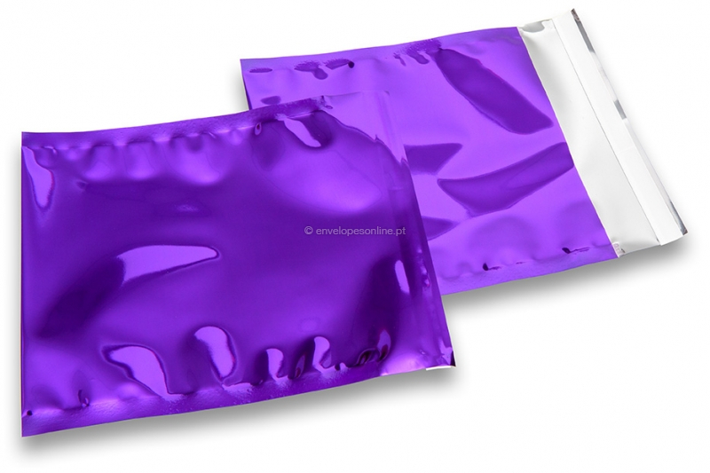 Envelopes de folha metalizada coloridos - Roxo 165 x 165 mm