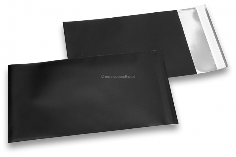 Envelope colorido de película metalizada mate - Preto 114 x 162 mm