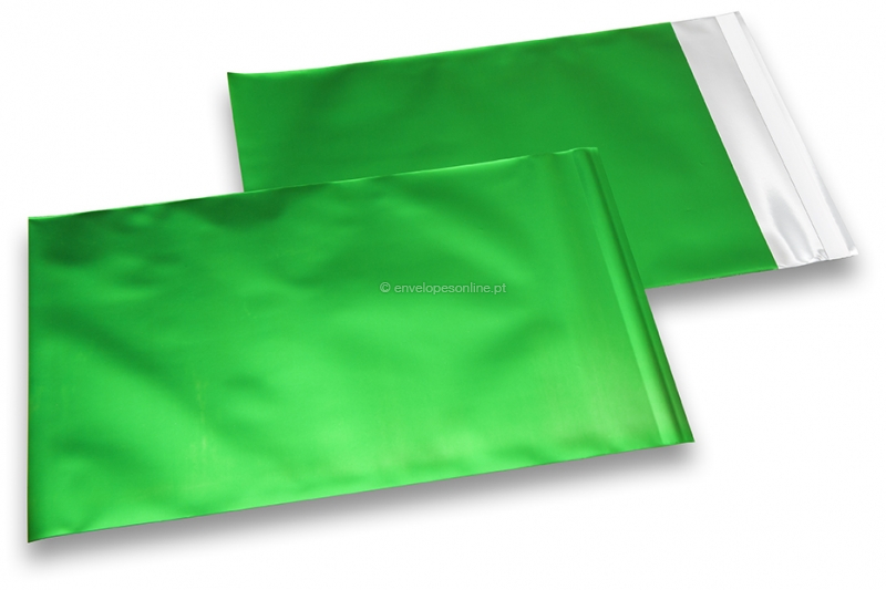 Envelopes coloridos de película metalizada mate - Verde 230 x 320 mm