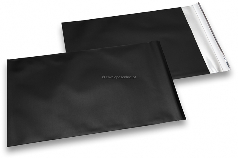 Envelope colorido de película metalizada mate - Preto 230 x 320 mm