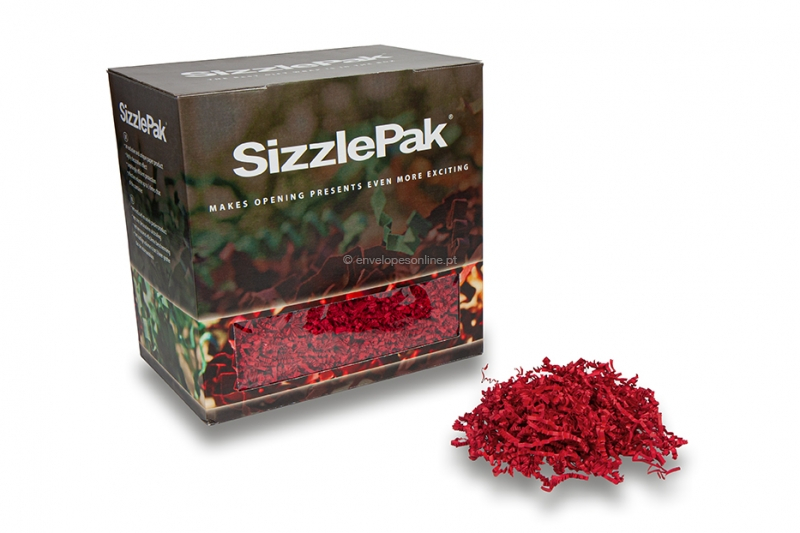 Farripas de papel para enchimento SizzlePak - Vermelho escuro (1.25 kg), 80 gramas de papel