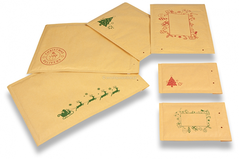 Envelopes de bolhas de Natal castanhos