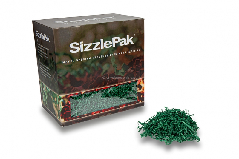 Farripas de papel para enchimento SizzlePak - Verde escuro (1.25 kg), 80 gramas de papel