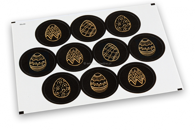 Selos para envelopes da Páscoa - preto + amarelo dourado