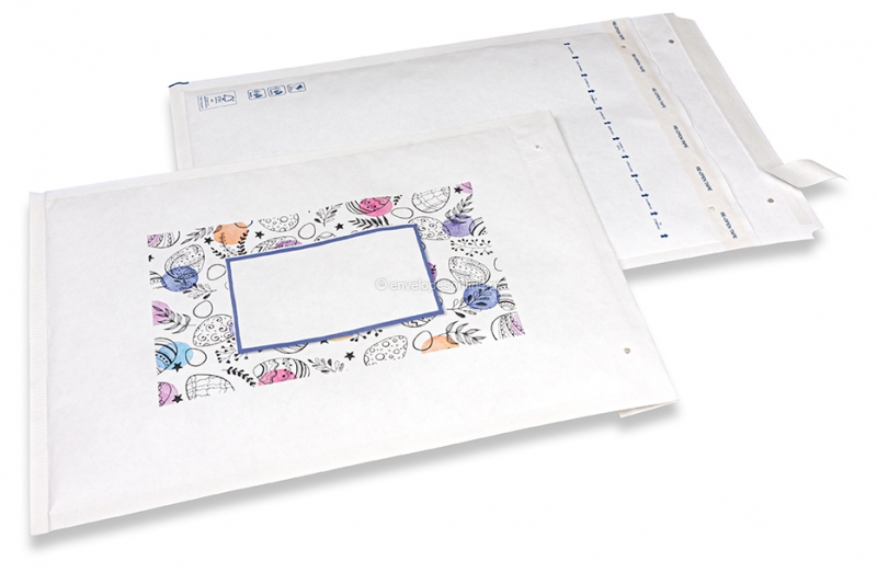 Envelopes almofadados brancos da Páscoa - preto com cores