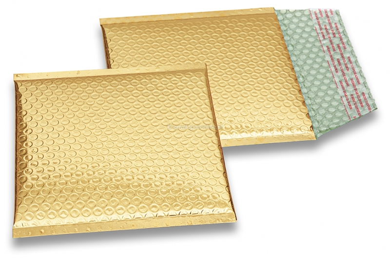 Envelopes de bolhas de plástico metalizado ECO - dourado 165 x 165 mm