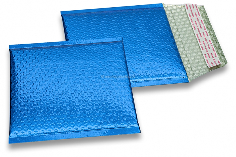 Envelopes almofadados de plástico metalizado ECO - azul escuro 165 x 165 mm