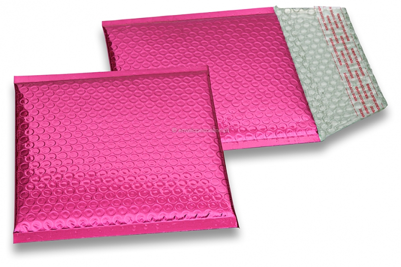 Envelopes almofadados de plástico metalizado ECO - cor de rosa 165 x 165 mm