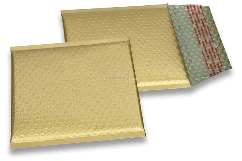 Envelopes almofadados de plástico metalizado mate ECO - dourado 165 x 165 mm
