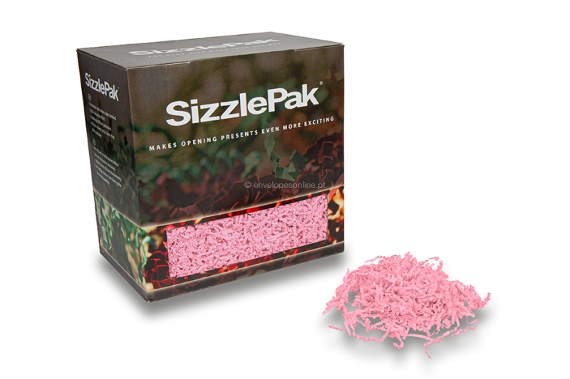 Farripas de papel para enchimento SizzlePak - Cor-de-rosa claro (1.25 kg), 80 gramas de papel
