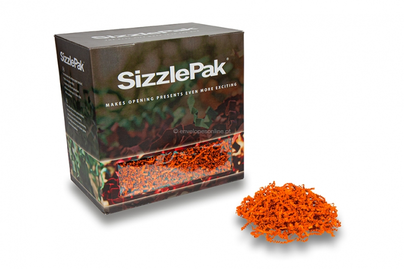 Farripas de papel para enchimento SizzlePak - Cor de laranja (1.25 kg), 80 gramas de papel
