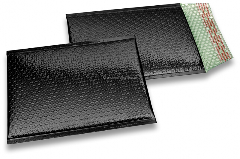 Envelopes almofadados de plástico metalizado ECO - preto 180 x 250 mm