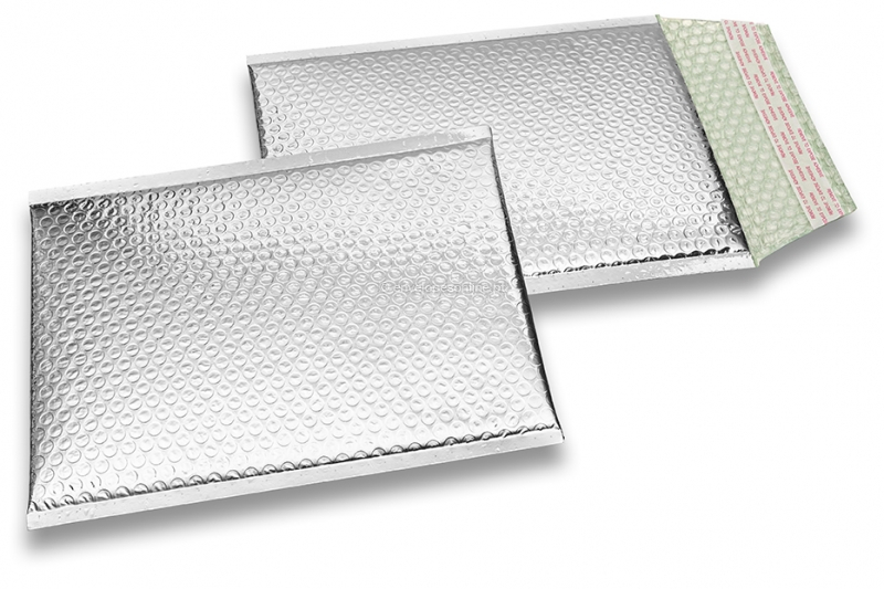 Envelopes almofadados de plástico metalizado ECO - prateado 180 x 250 mm