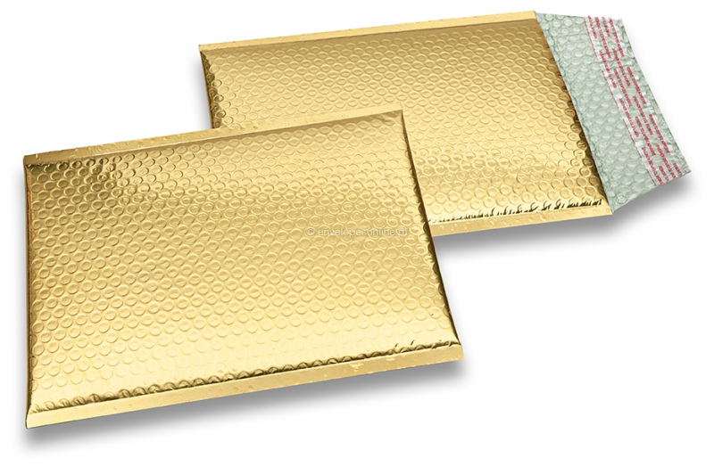 Envelopes almofadados de plástico metalizado ECO - dourado 180 x 250 mm
