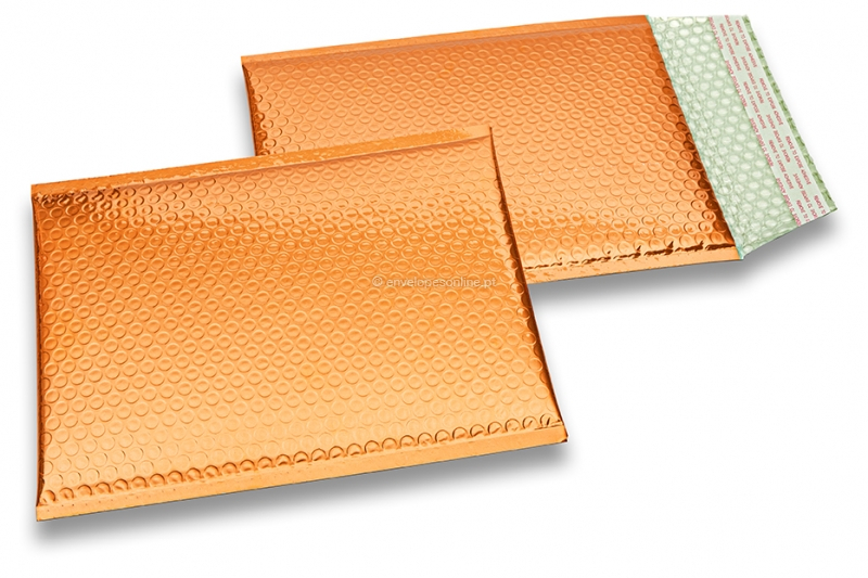 Envelopes almofadados de plástico metalizado ECO - cor de laranja 180 x 250 mm