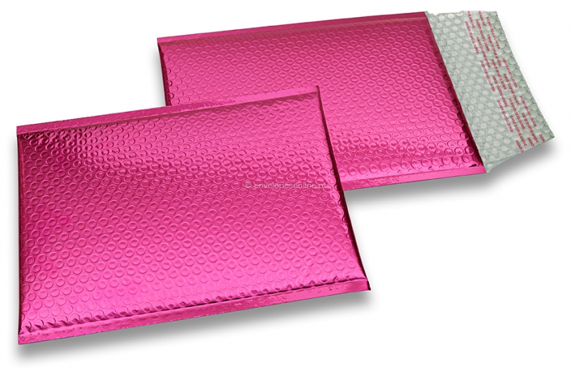Envelopes almofadados de plástico metalizado ECO - cor de rosa 180 x 250 mm