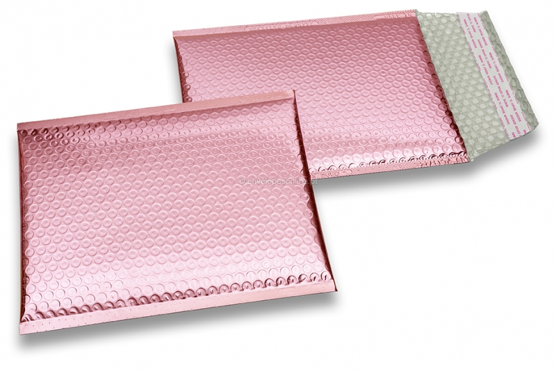 Envelopes almofadados de plástico metalizado ECO - rosa dourado 180 x 250 mm