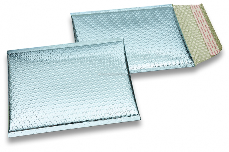 Envelopes almofadados de plástico metalizado ECO - azul gelo 180 x 250 mm