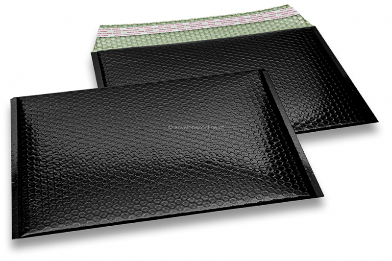 Envelopes almofadados de plástico metalizado ECO - preto 235 x 325 mm