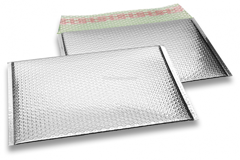 Envelopes almofadados de plástico metalizado ECO - prateado 235 x 325 mm