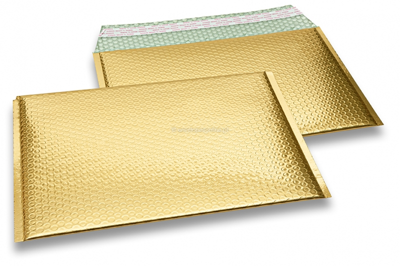Envelopes almofadados de plástico metalizado ECO - dourado 235 x 325 mm