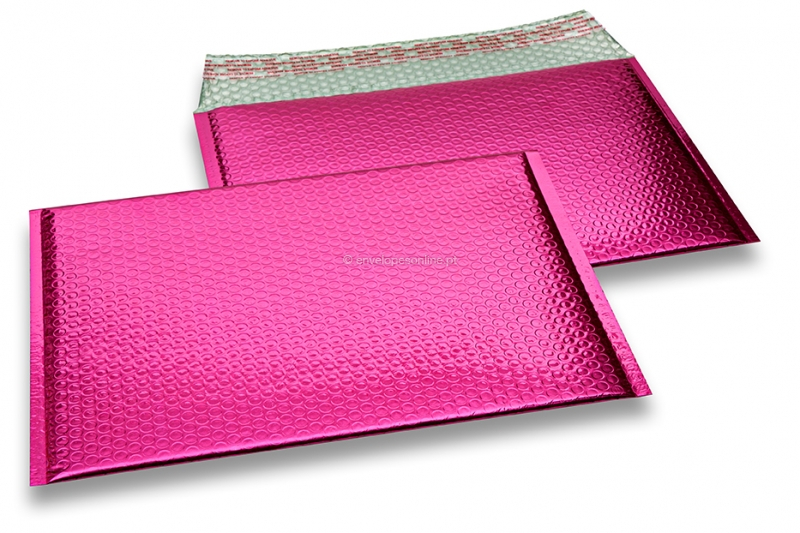 Envelopes almofadados de plástico metalizado ECO - cor de rosa 235 x 325 mm