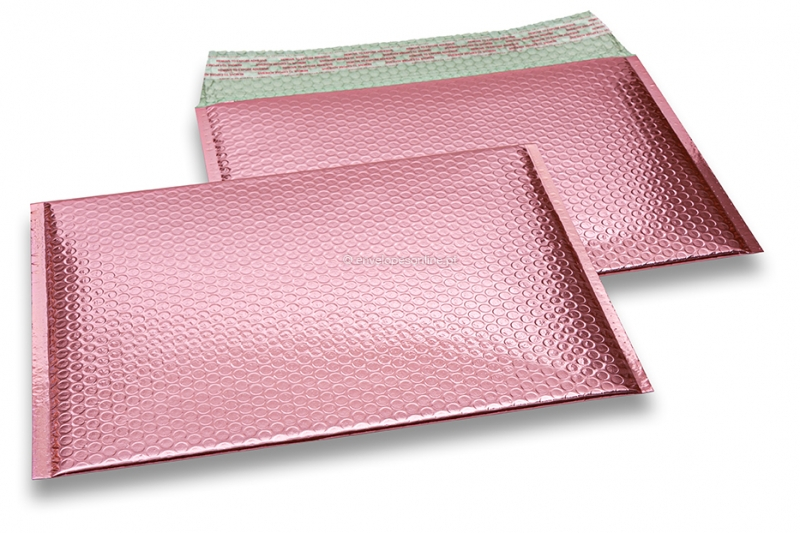 Envelopes almofadados de plástico metalizado ECO - rosa dourado 235 x 325 mm