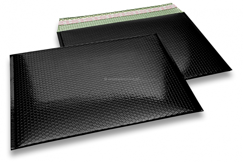 Envelopes almofadados de plástico metalizado ECO - preto 320 x 425 mm