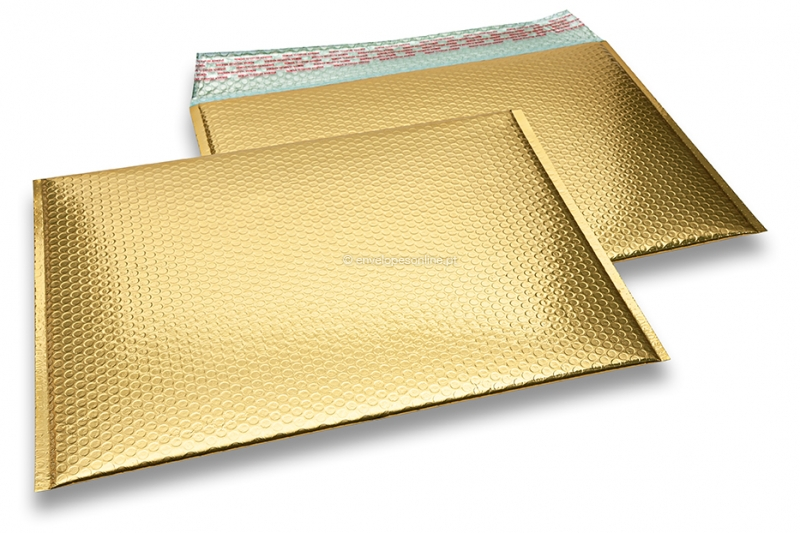 Envelopes almofadados de plástico metalizado ECO - dourado 320 x 425 mm