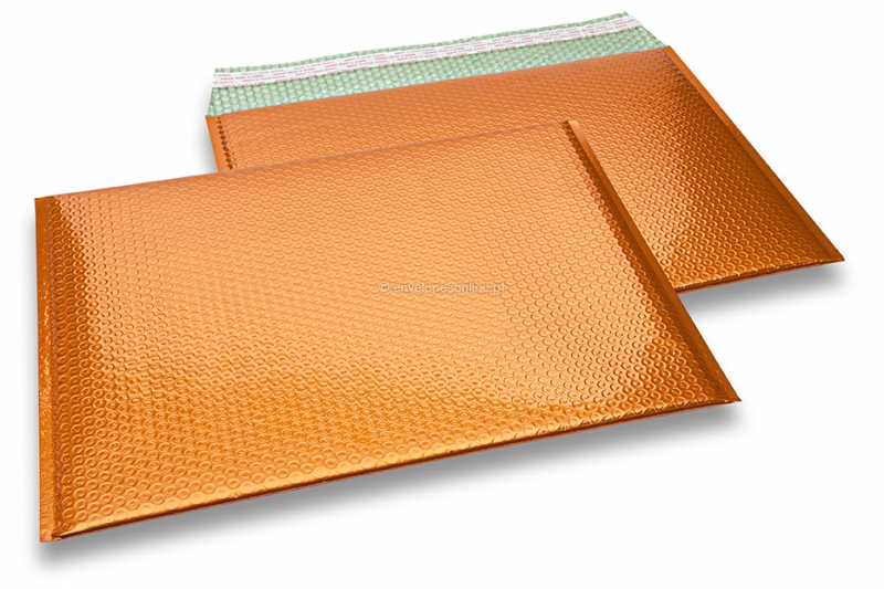 Envelopes almofadados de plástico metalizado ECO - cor de laranja 320 x 425 mm