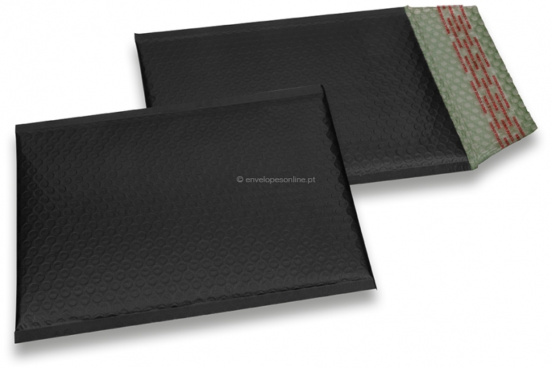 Envelopes almofadados de plástico metalizado mate ECO - preto 180 x 250 mm