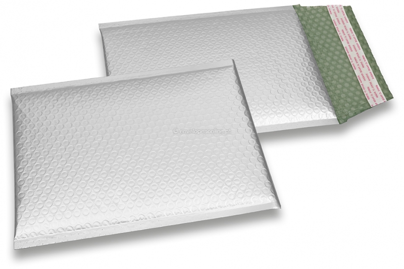Envelopes almofadados de plástico metalizado mate ECO - prateado 180 x 250 mm