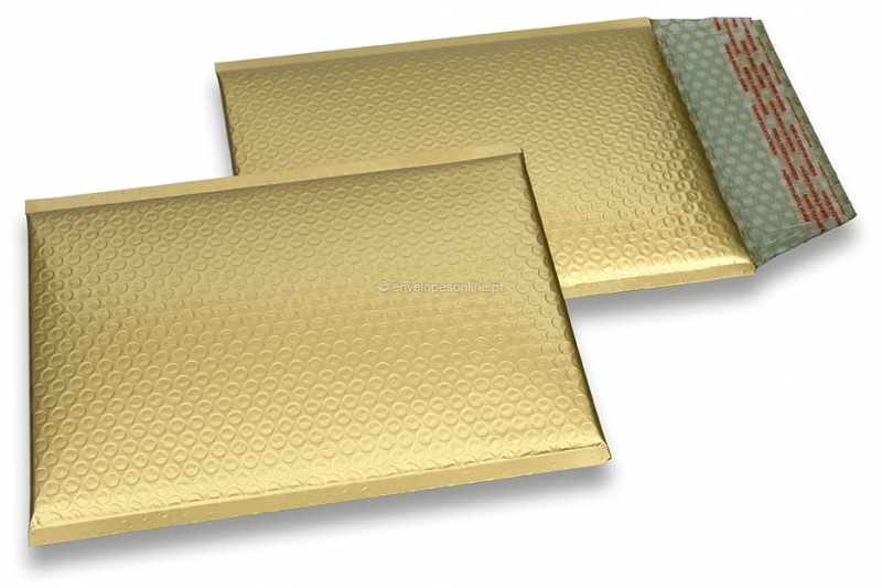 Envelopes almofadados de plástico metalizado mate ECO - dourado 180 x 250 mm