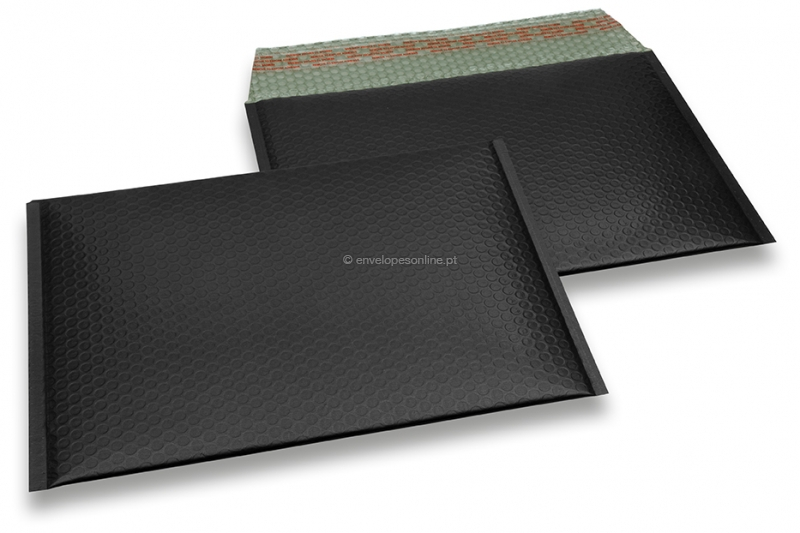 Envelopes almofadados de plástico metalizado mate ECO - preto 235 x 325 mm