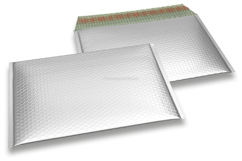 Envelopes almofadados de plástico metalizado mate ECO - prateado 235 x 325 mm