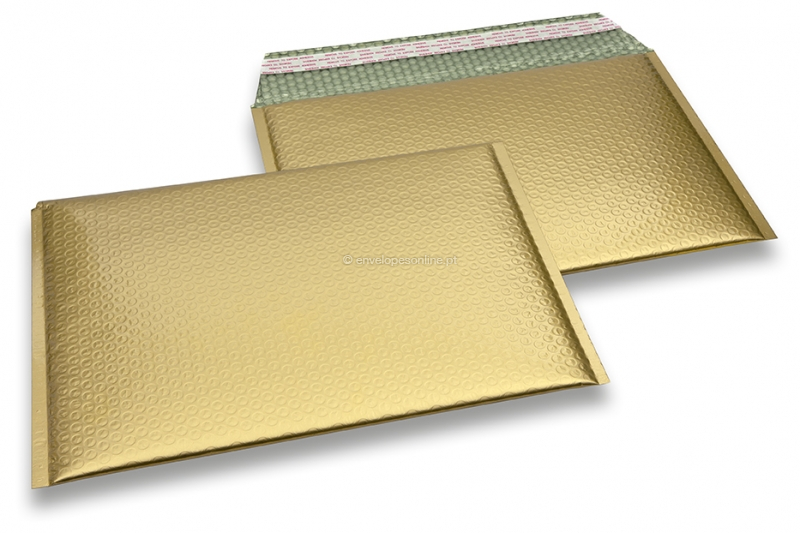 Envelopes de bolhas de plástico metalizado mate ECO - dourado 235 x 325 mm