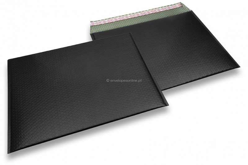 Envelopes almofadados de plástico metalizado mate ECO - preto 320 x 425 mm