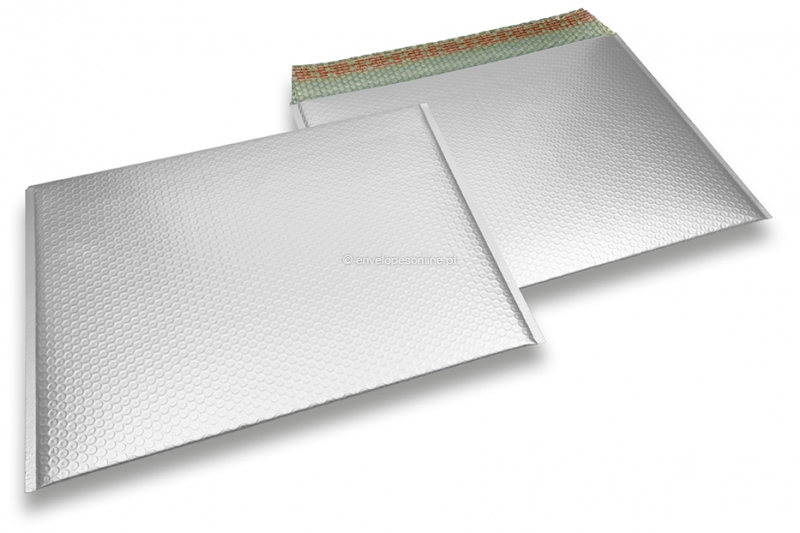 Envelopes almofadados de plástico metalizado mate ECO - prateado 320 x 425 mm