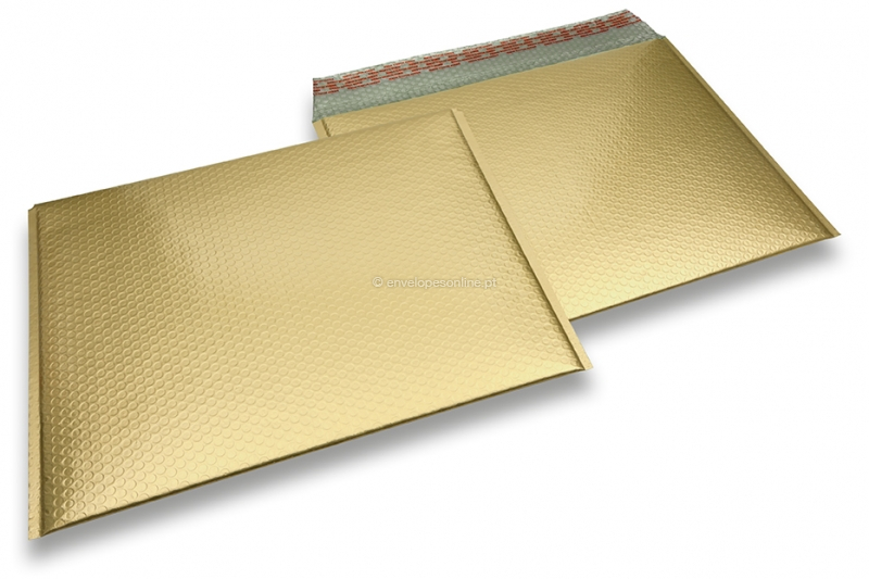 Envelopes almofadados de plástico metalizado mate ECO - dourado 320 x 425 mm
