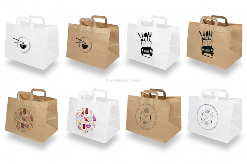 Sacos de papel para take-away - branco ou castanho