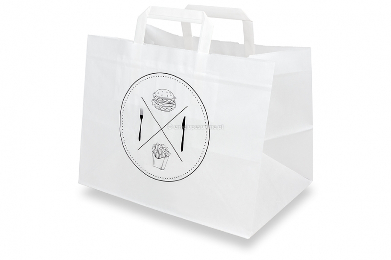 Sacos de papel para take-away - branco + lanches