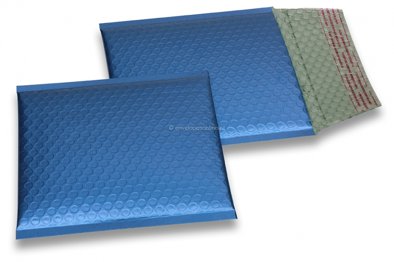 Envelopes almofadados de plástico metalizado mate ECO - azul escuro 165 x 165 mm