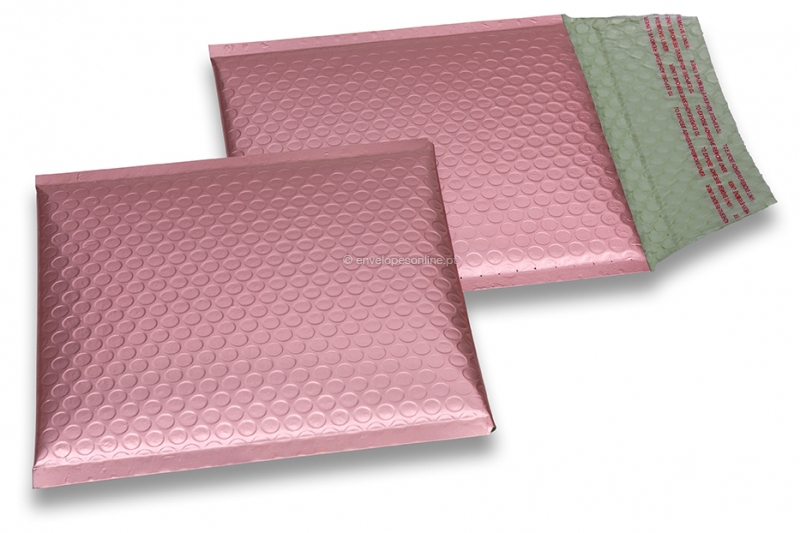Envelopes de bolhas de plástico metalizado mate ECO - rosa dourado 165 x 165 mm