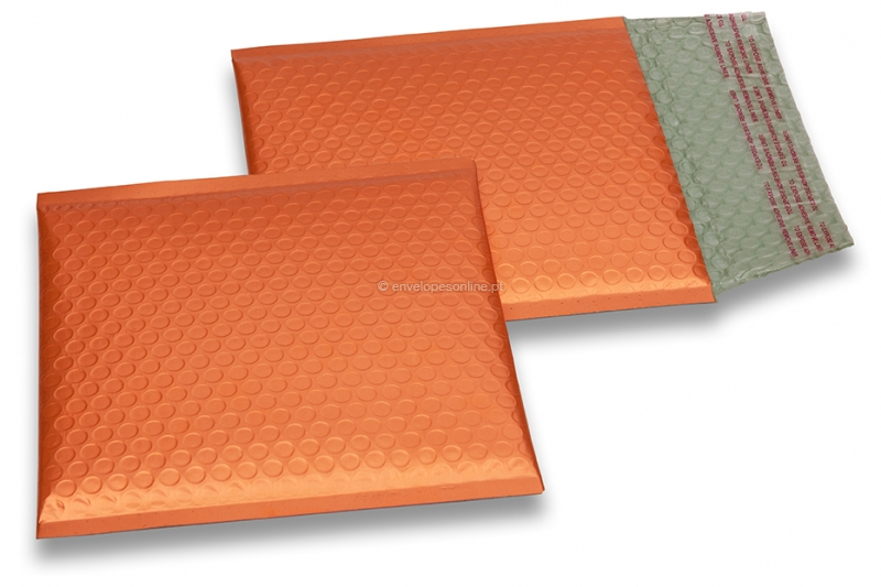 Envelopes de bolhas de plástico metalizado mate ECO - cor de laranja 165 x 165 mm