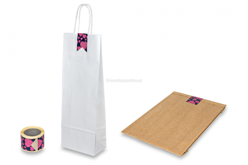 Selos impressos alongados - corações