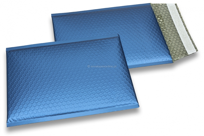 Envelopes almofadados de plástico metalizado mate ECO - azul escuro 180 x 250 mm