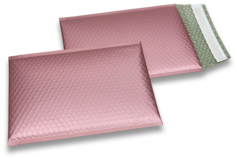 Envelopes almofadados de plástico metalizado mate ECO - rosa dourado 180 x 250 mm