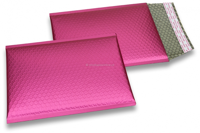 Envelopes de bolhas de plástico metalizado mate ECO - cor-de-rosa 180 x 250 mm