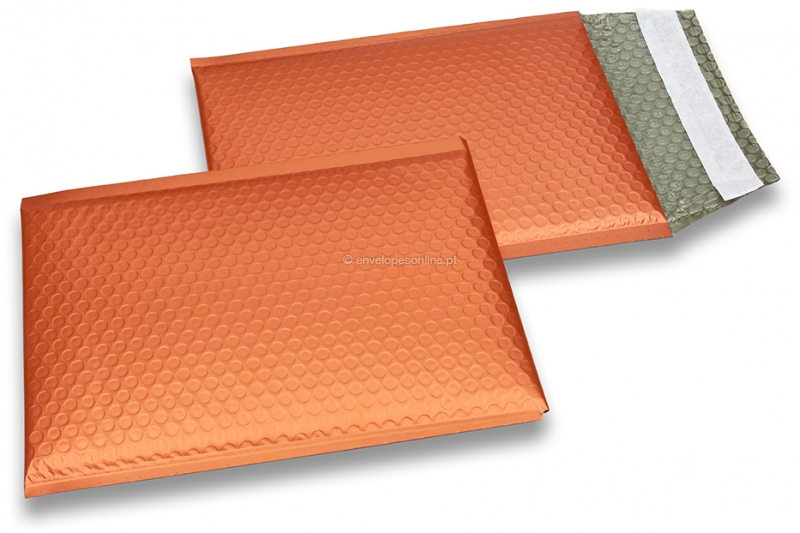 Envelopes almofadados de plástico metalizado mate ECO - cor de laranja 180 x 250 mm